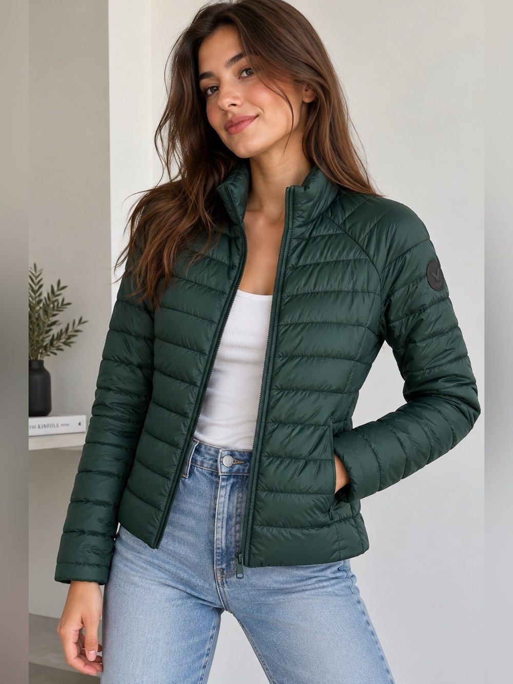Club Beymen Dark Green Lightweight Quilted Puffer Jacket Size S